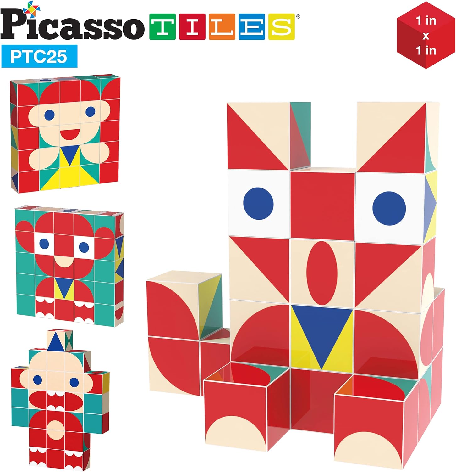 PicassoTiles 1 Magnetic Puzzle Building Cubes Blocks for kids Van Gogh puzzle Mona Lisa Hand puzzle kids toys 3 year old boy girl STEM toys Toddler TeenYoung ExplorersEducational Popular ArtBaby 25PC