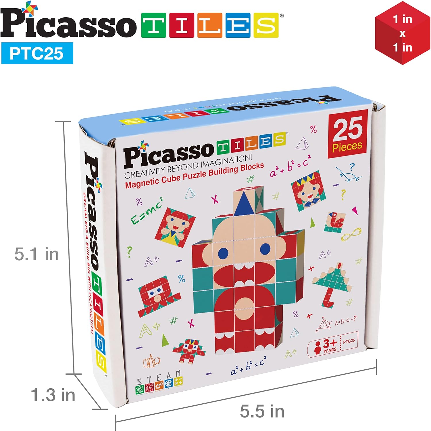 PicassoTiles 1 Magnetic Puzzle Building Cubes Blocks for kids Van Gogh puzzle Mona Lisa Hand puzzle kids toys 3 year old boy girl STEM toys Toddler TeenYoung ExplorersEducational Popular ArtBaby 25PC