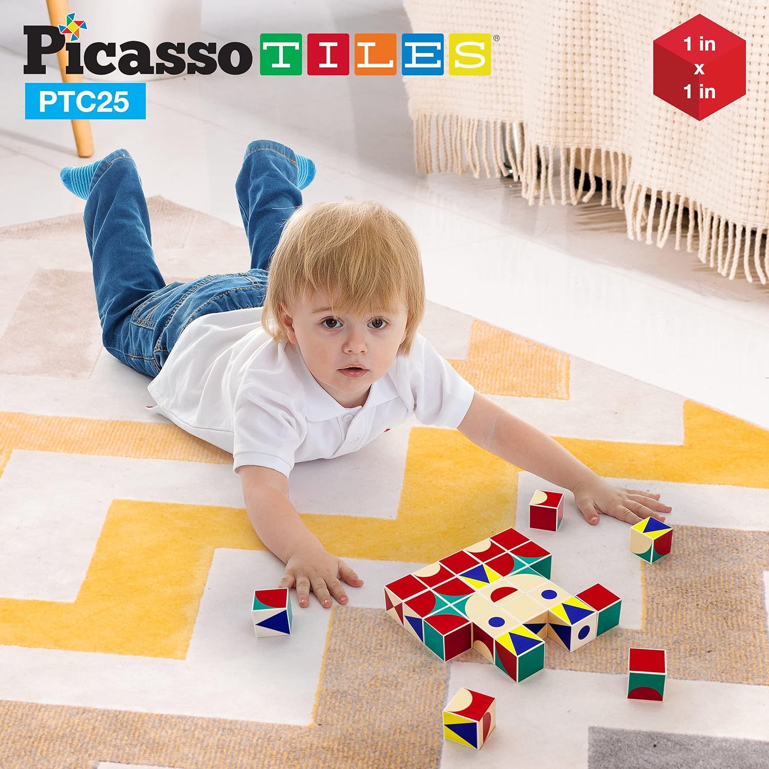 PicassoTiles 1 Magnetic Puzzle Building Cubes Blocks for kids Van Gogh puzzle Mona Lisa Hand puzzle kids toys 3 year old boy girl STEM toys Toddler TeenYoung ExplorersEducational Popular ArtBaby 25PC