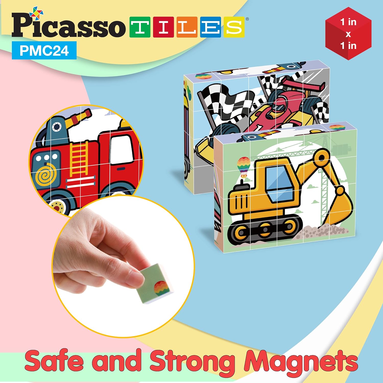 PicassoTiles 1 Magnetic Puzzle Building Cubes Blocks for kids Van Gogh puzzle Mona Lisa Hand puzzle kids toys 3 year old boy girl STEM toys Toddler TeenYoung ExplorersEducational Popular ArtCar 20PC