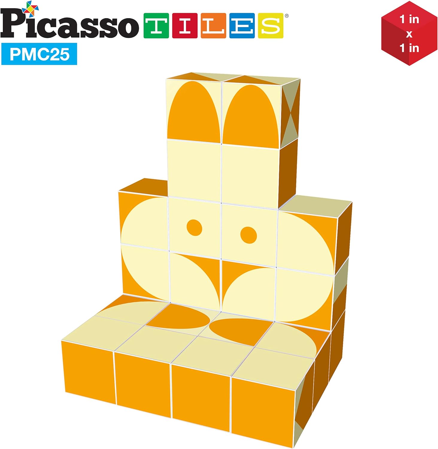 PicassoTiles 102 Pieces 1 Magnetic Toy Building Block Cubes Building Block 3D Cube Construction Cubes Magnet Sensory Toys Gifts Educational with Free Idea Book for Kid Boy Girl amp Toddler PMC102Rabbit 25PC