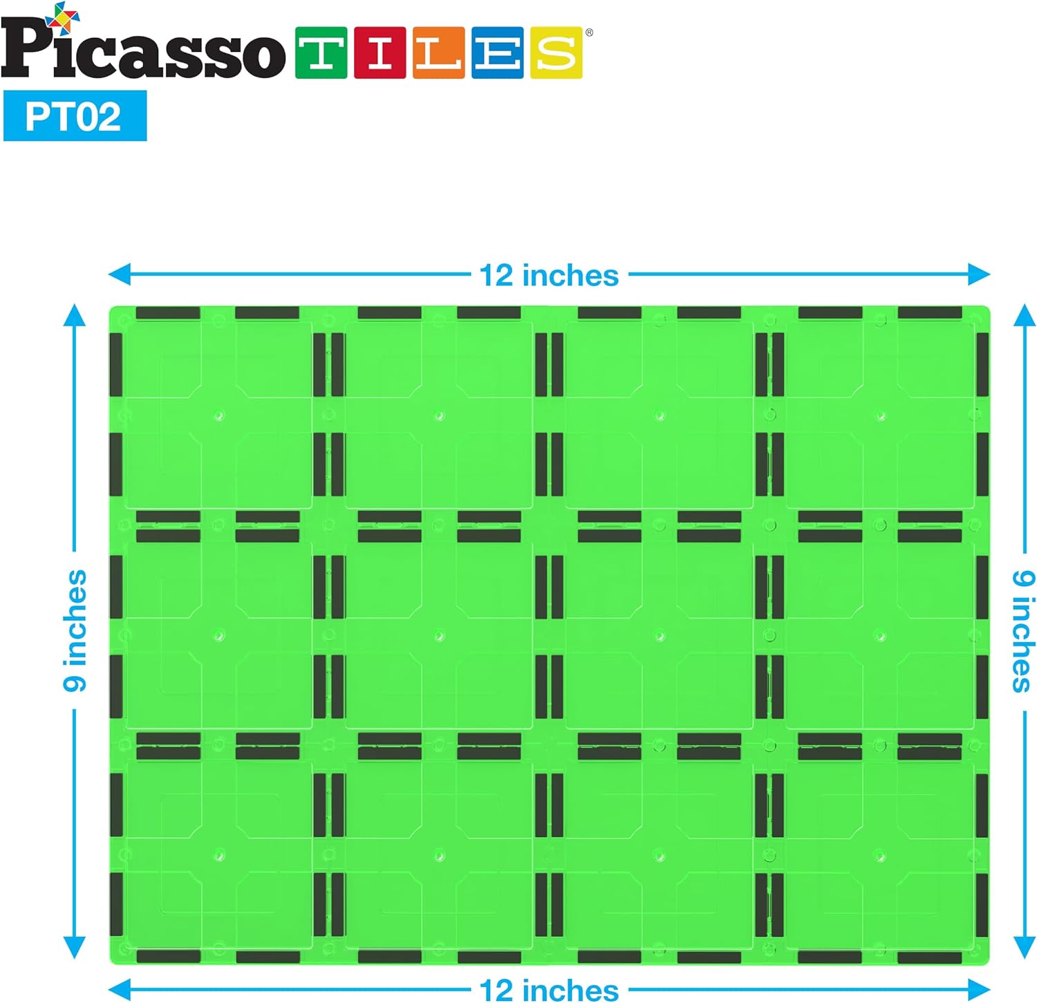 PicassoTiles 28 Piece 12x9 12x3 9x3 Large Stabilizer Building Block Base 28pc Jumbo XL Plate Foundation Kit Magnetic Building Blocks Magnet Tiles Educational Construction Stacking STEM Toy SetPT02