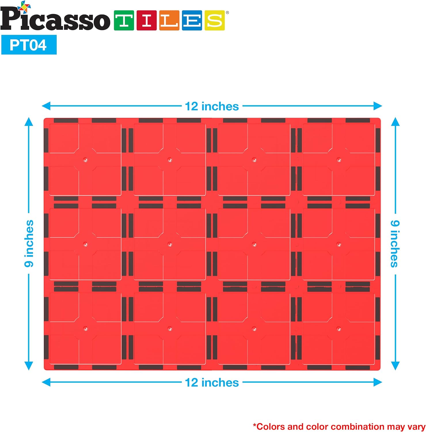 PicassoTiles 28 Piece 12x9 12x3 9x3 Large Stabilizer Building Block Base 28pc Jumbo XL Plate Foundation Kit Magnetic Building Blocks Magnet Tiles Educational Construction Stacking STEM Toy SetPT04