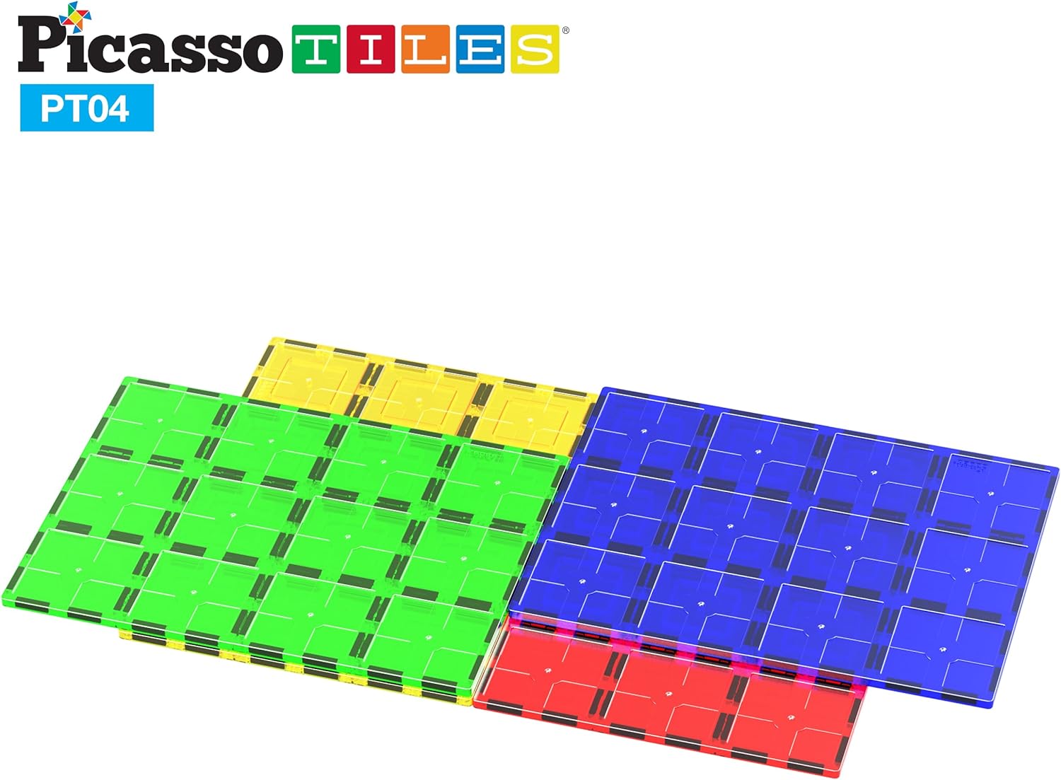 PicassoTiles 28 Piece 12x9 12x3 9x3 Large Stabilizer Building Block Base 28pc Jumbo XL Plate Foundation Kit Magnetic Building Blocks Magnet Tiles Educational Construction Stacking STEM Toy SetPT04