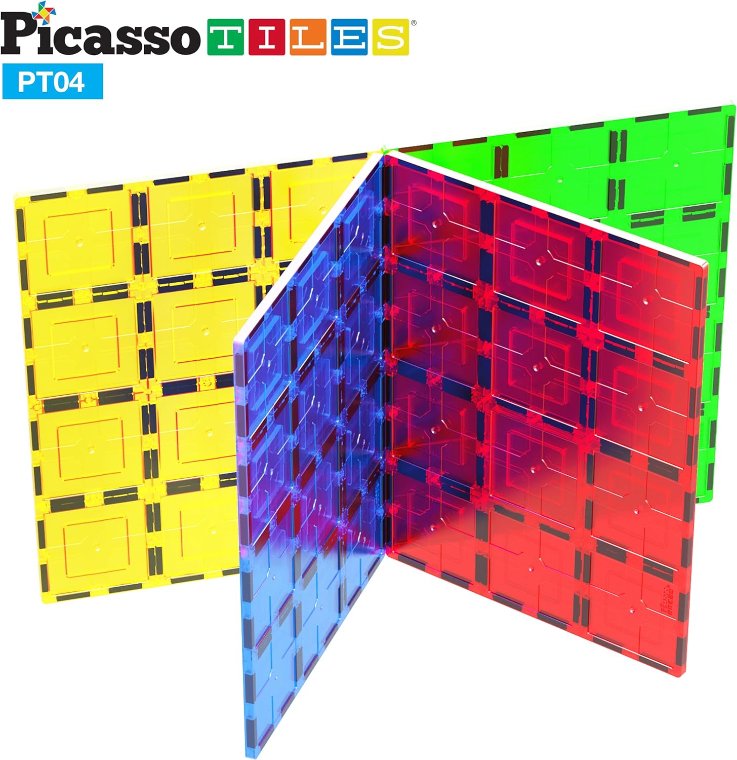 PicassoTiles 28 Piece 12x9 12x3 9x3 Large Stabilizer Building Block Base 28pc Jumbo XL Plate Foundation Kit Magnetic Building Blocks Magnet Tiles Educational Construction Stacking STEM Toy SetPT04
