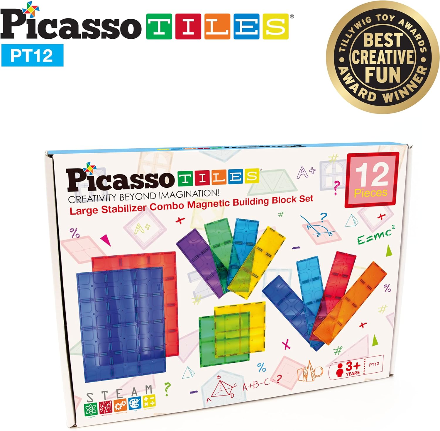 PicassoTiles 28 Piece 12x9 12x3 9x3 Large Stabilizer Building Block Base 28pc Jumbo XL Plate Foundation Kit Magnetic Building Blocks Magnet Tiles Educational Construction Stacking STEM Toy SetPT12