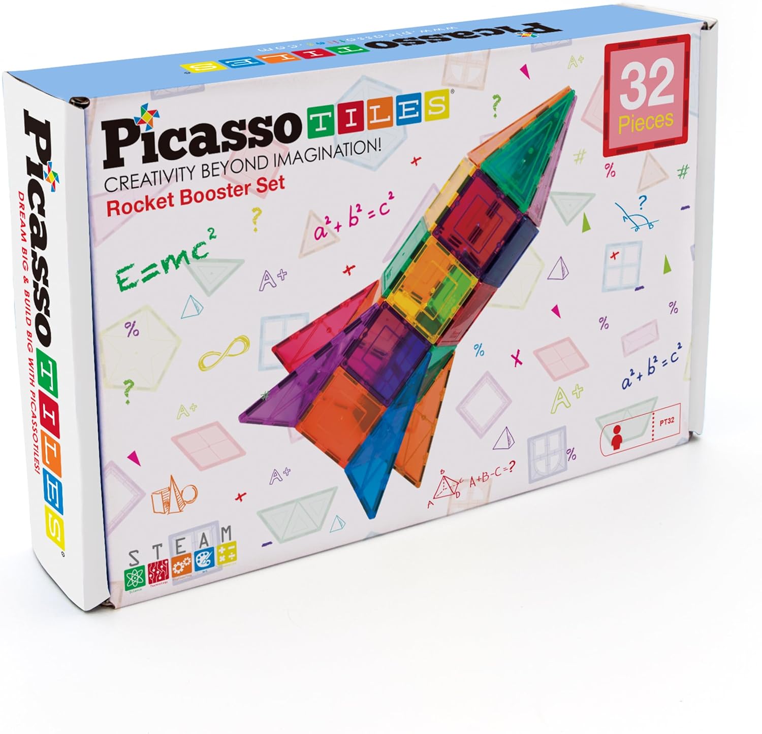 PicassoTiles 32 Piece Magnetic Building Block Rocket Booster Theme Set Magnet Construction Toy Educational Kit Engineering STEM Learning Playset Child Brain Development Stacking Blocks Playboard PT32PicassoTiles 32 Piece Magnetic Building Block Rocket Booster Theme Set Magnet Construction Toy Educational Kit Engineering STEM Learning Playset Child Brain Development Stacking Blocks Playboard PT32