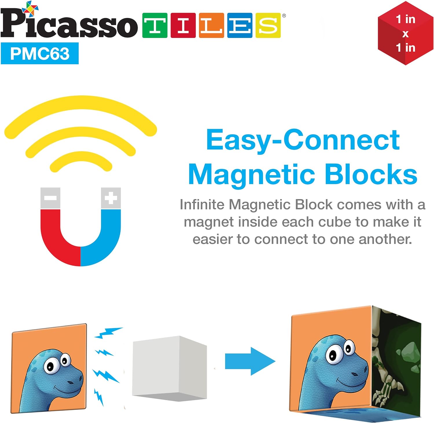 PicassoTiles Magnetic Puzzle Cube 3D Magic Dinosaur XRay Blocks 63 Piece Mix amp Match Cubes Sensory Toys STEAM Learning Building Block Children Construction Toy Set Stacking Magnet Creative Kit PMC63PicassoTiles Magnetic Puzzle Cube 3D Magic Dinosaur XRay Blocks 63 Piece Mix amp Match Cubes Sensory Toys STEAM Learning Building Block Children Construction Toy Set Stacking Magnet Creative Kit PMC63