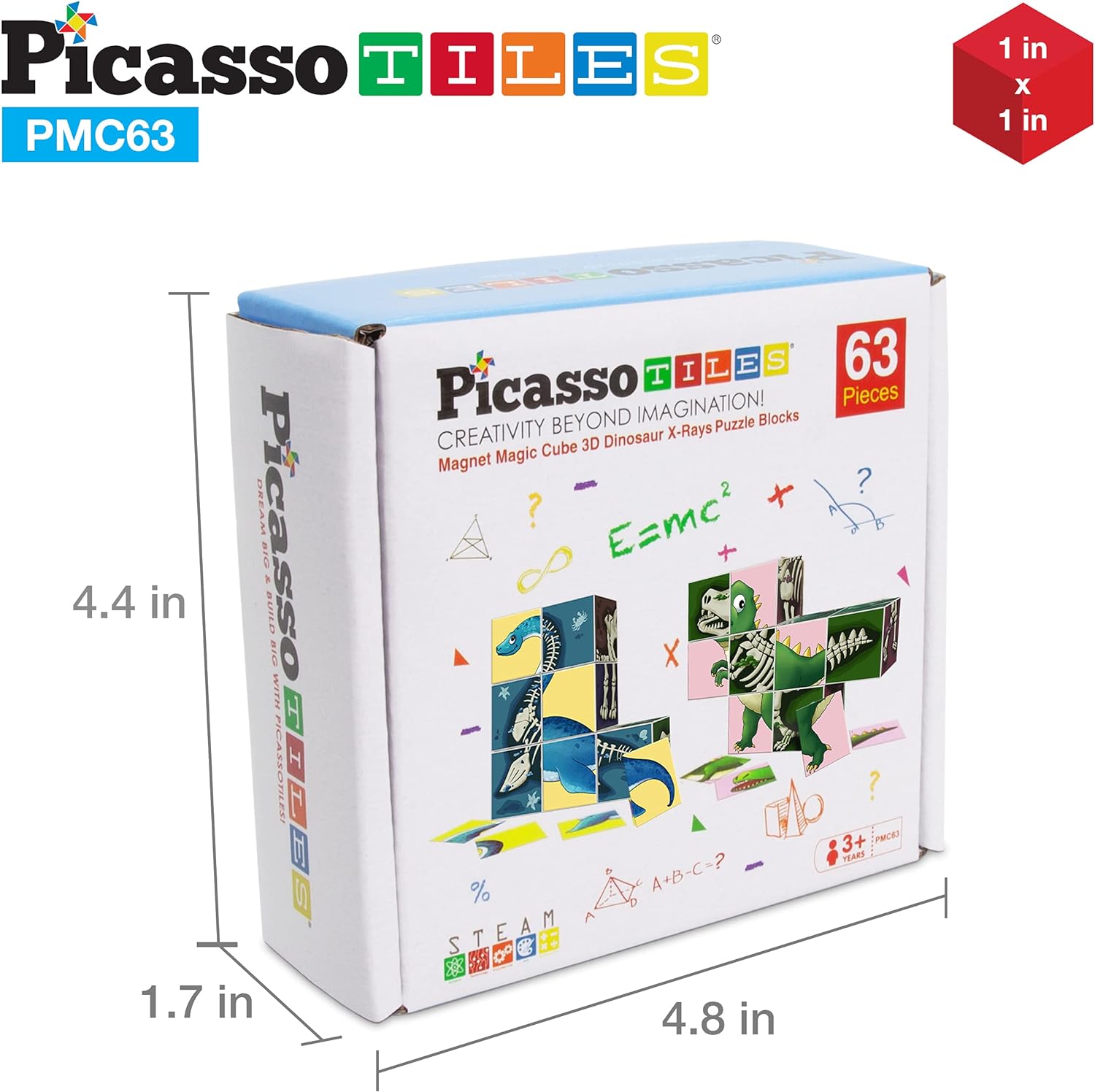 PicassoTiles Magnetic Puzzle Cube 3D Magic Dinosaur XRay Blocks 63 Piece Mix amp Match Cubes Sensory Toys STEAM Learning Building Block Children Construction Toy Set Stacking Magnet Creative Kit PMC63PicassoTiles Magnetic Puzzle Cube 3D Magic Dinosaur XRay Blocks 63 Piece Mix amp Match Cubes Sensory Toys STEAM Learning Building Block Children Construction Toy Set Stacking Magnet Creative Kit PMC63