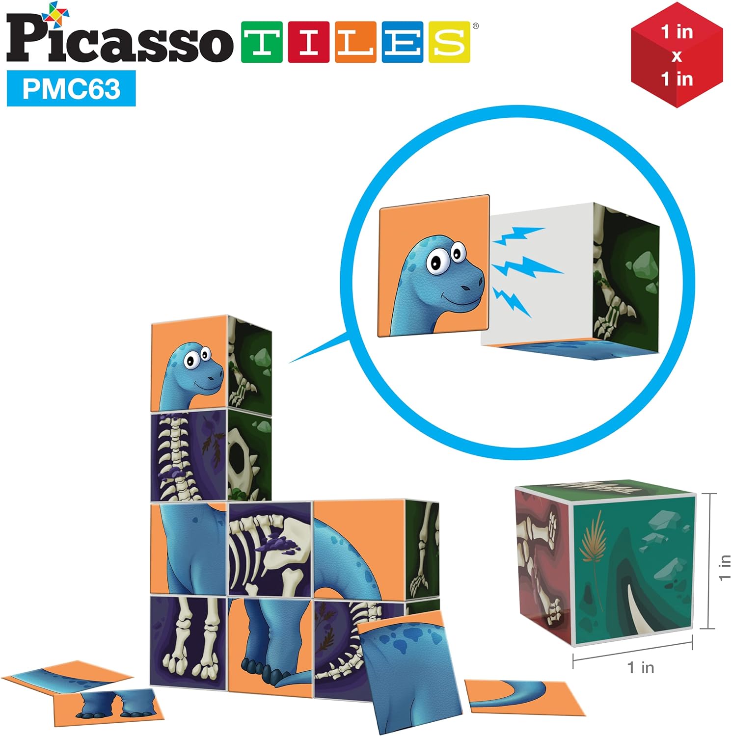 PicassoTiles Magnetic Puzzle Cube 3D Magic Dinosaur XRay Blocks 63 Piece Mix amp Match Cubes Sensory Toys STEAM Learning Building Block Children Construction Toy Set Stacking Magnet Creative Kit PMC63PicassoTiles Magnetic Puzzle Cube 3D Magic Dinosaur XRay Blocks 63 Piece Mix amp Match Cubes Sensory Toys STEAM Learning Building Block Children Construction Toy Set Stacking Magnet Creative Kit PMC63
