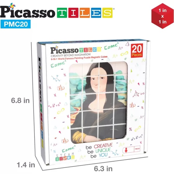 PicassoTiles 1 Magnetic Puzzle Building Cubes Blocks for kids Van Gogh puzzle Mona Lisa Hand puzzle kids toys 3 year old boy girl STEM toys Toddler TeenYoung ExplorersEducational Popular ArtArt 20PC
