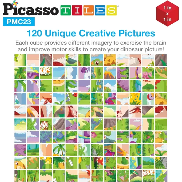 PicassoTiles 1 Magnetic Puzzle Building Cubes Blocks for kids Van Gogh puzzle Mona Lisa Hand puzzle kids toys 3 year old boy girl STEM toys Toddler TeenYoung ExplorersEducational Popular ArtDinosaur 20PC