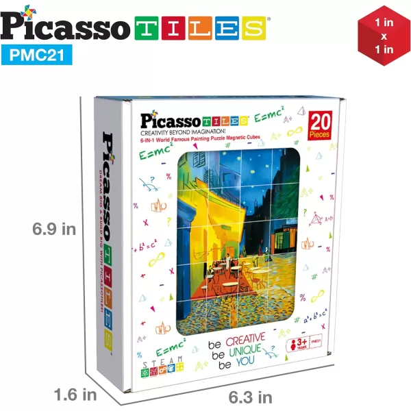 PicassoTiles 1 Magnetic Puzzle Building Cubes Blocks for kids Van Gogh puzzle Mona Lisa Hand puzzle kids toys 3 year old boy girl STEM toys Toddler TeenYoung ExplorersEducational Popular ArtFrameArt 20PC