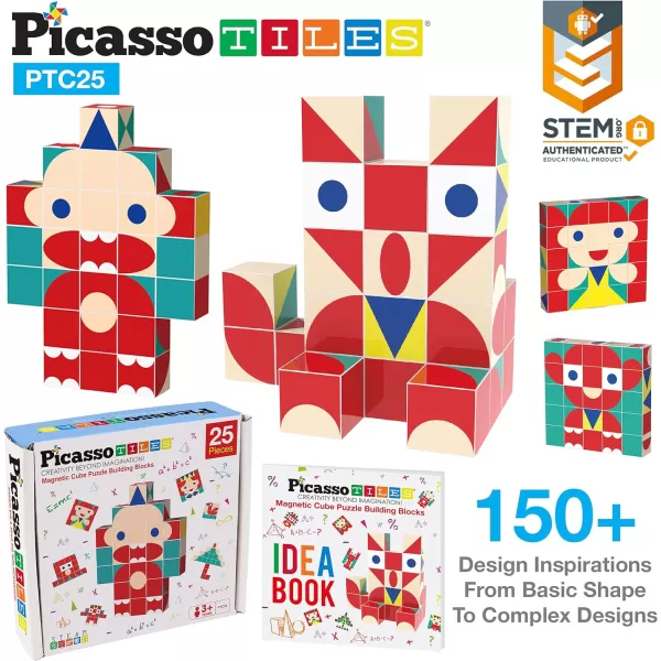 PicassoTiles 1 Magnetic Puzzle Building Cubes Blocks for kids Van Gogh puzzle Mona Lisa Hand puzzle kids toys 3 year old boy girl STEM toys Toddler TeenYoung ExplorersEducational Popular ArtBaby 25PC