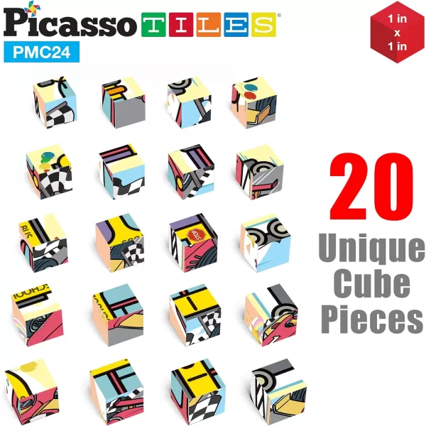 PicassoTiles 1 Magnetic Puzzle Building Cubes Blocks for kids Van Gogh puzzle Mona Lisa Hand puzzle kids toys 3 year old boy girl STEM toys Toddler TeenYoung ExplorersEducational Popular ArtCar 20PC