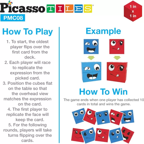PicassoTiles 102 Pieces 1 Magnetic Toy Building Block Cubes Building Block 3D Cube Construction Cubes Magnet Sensory Toys Gifts Educational with Free Idea Book for Kid Boy Girl amp Toddler PMC102Smile 8PC