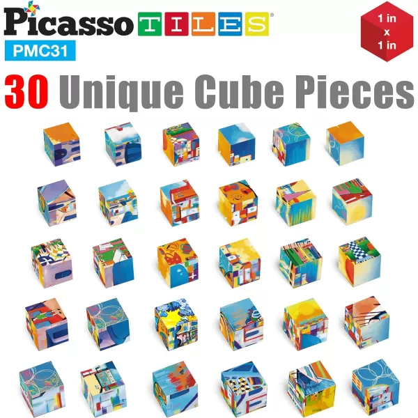 PicassoTiles 102 Pieces 1 Magnetic Toy Building Block Cubes Building Block 3D Cube Construction Cubes Magnet Sensory Toys Gifts Educational with Free Idea Book for Kid Boy Girl amp Toddler PMC102FrameArt30