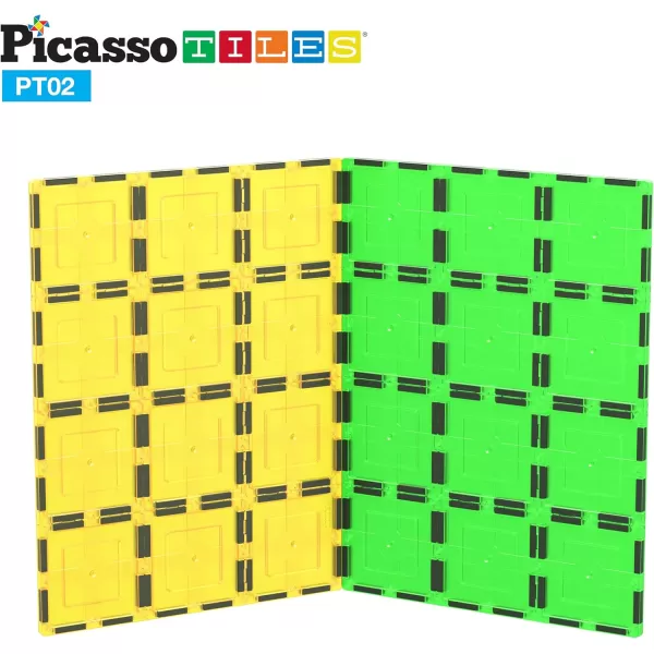 PicassoTiles 28 Piece 12x9 12x3 9x3 Large Stabilizer Building Block Base 28pc Jumbo XL Plate Foundation Kit Magnetic Building Blocks Magnet Tiles Educational Construction Stacking STEM Toy SetPT02