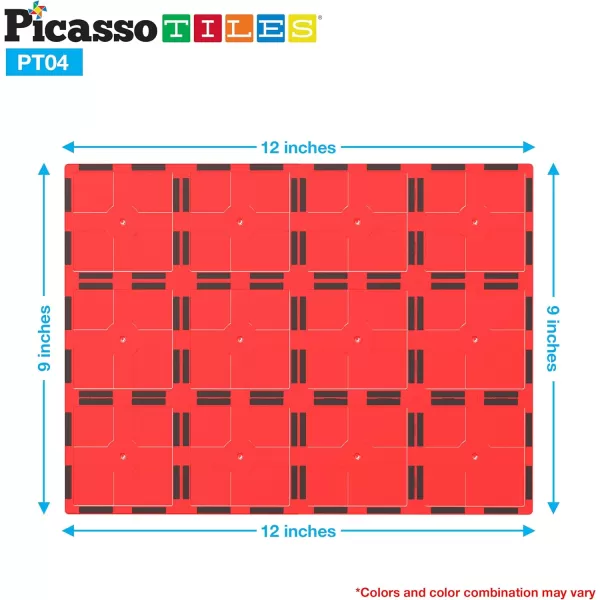 PicassoTiles 28 Piece 12x9 12x3 9x3 Large Stabilizer Building Block Base 28pc Jumbo XL Plate Foundation Kit Magnetic Building Blocks Magnet Tiles Educational Construction Stacking STEM Toy SetPT04