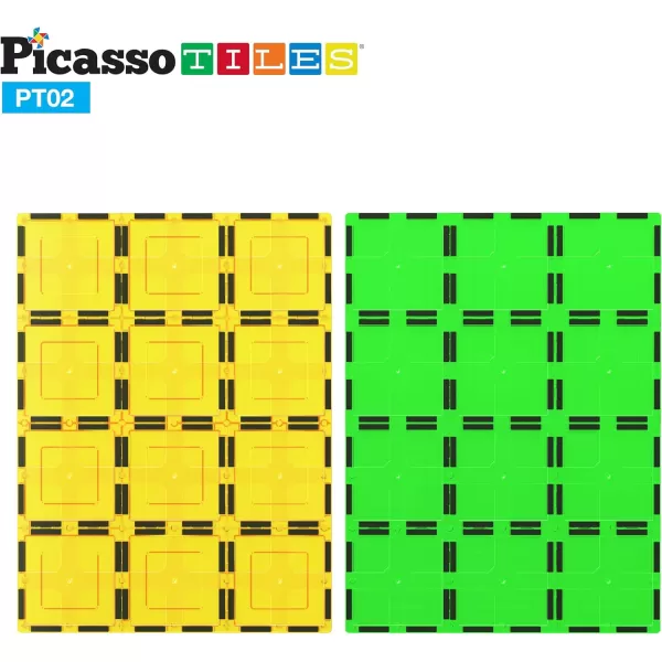 PicassoTiles 28 Piece 12x9 12x3 9x3 Large Stabilizer Building Block Base 28pc Jumbo XL Plate Foundation Kit Magnetic Building Blocks Magnet Tiles Educational Construction Stacking STEM Toy SetPT02