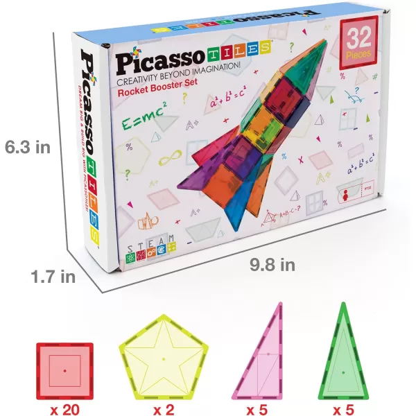 PicassoTiles 32 Piece Magnetic Building Block Rocket Booster Theme Set Magnet Construction Toy Educational Kit Engineering STEM Learning Playset Child Brain Development Stacking Blocks Playboard PT32PicassoTiles 32 Piece Magnetic Building Block Rocket Booster Theme Set Magnet Construction Toy Educational Kit Engineering STEM Learning Playset Child Brain Development Stacking Blocks Playboard PT32