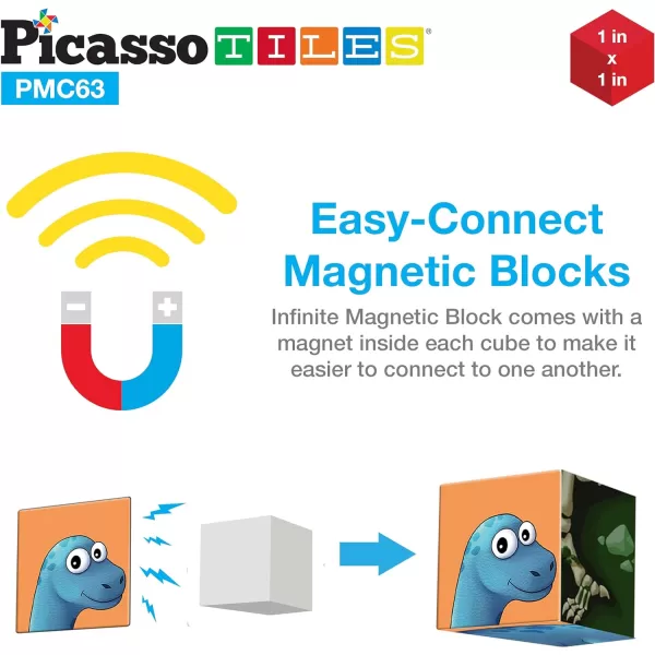 PicassoTiles Magnetic Puzzle Cube 3D Magic Dinosaur XRay Blocks 63 Piece Mix amp Match Cubes Sensory Toys STEAM Learning Building Block Children Construction Toy Set Stacking Magnet Creative Kit PMC63PicassoTiles Magnetic Puzzle Cube 3D Magic Dinosaur XRay Blocks 63 Piece Mix amp Match Cubes Sensory Toys STEAM Learning Building Block Children Construction Toy Set Stacking Magnet Creative Kit PMC63