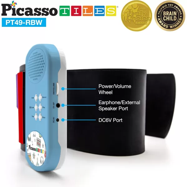 PicassoTiles PT49 Kids 49Key Flexible RollUp Educational Electronic Digital Music Piano Keyboard wRecording Feature 8 Different Tones 6 Educational Demo Songs amp Buildin Speaker  Rainbow49KeyColor