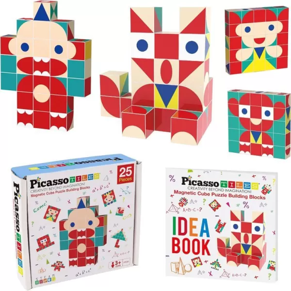PicassoTiles 1 Magnetic Puzzle Building Cubes Blocks for kids Van Gogh puzzle Mona Lisa Hand puzzle kids toys 3 year old boy girl STEM toys Toddler TeenYoung ExplorersEducational Popular ArtBaby 25PC