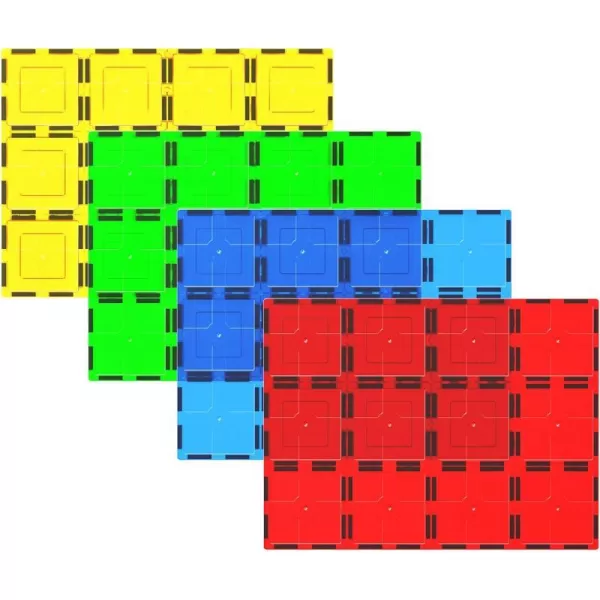 PicassoTiles 28 Piece 12x9 12x3 9x3 Large Stabilizer Building Block Base 28pc Jumbo XL Plate Foundation Kit Magnetic Building Blocks Magnet Tiles Educational Construction Stacking STEM Toy SetPT04