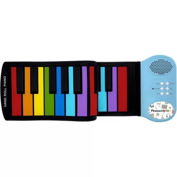 PicassoTiles PT49 Kids 49Key Flexible RollUp Educational Electronic Digital Music Piano Keyboard wRecording Feature 8 Different Tones 6 Educational Demo Songs amp Buildin Speaker  Rainbow49KeyColor