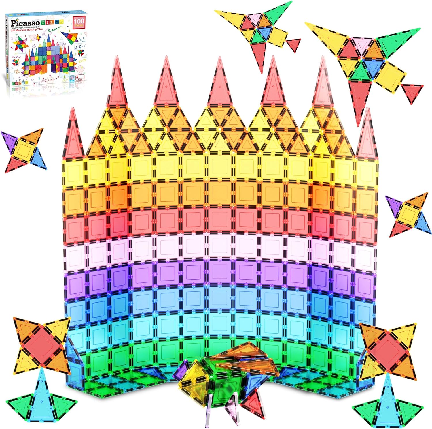 PicassoTiles 100 Piece Set 100pcs Magnet Building Tiles Clear Magnetic 3D Blocks Construction Playboards Creativity Beyond Imagination Inspirational Recreational Educational ConventionalPicassoTiles 100 Piece Set 100pcs Magnet Building Tiles Clear Magnetic 3D Blocks Construction Playboards Creativity Beyond Imagination Inspirational Recreational Educational Conventional
