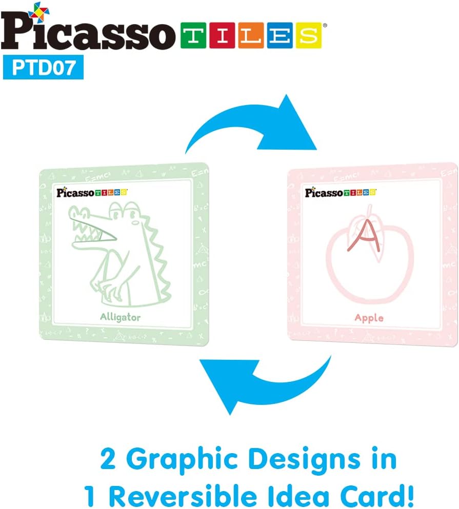 PicassoTiles 2 Piece Car Truck Construction Kit Toy Set Vehicle Educational Building Tile Magnetic Blocks Puzzle Magnets Toys with ReEnforced Hitch and Long Bed for Girls Boys Toddler Ages 3PTD07