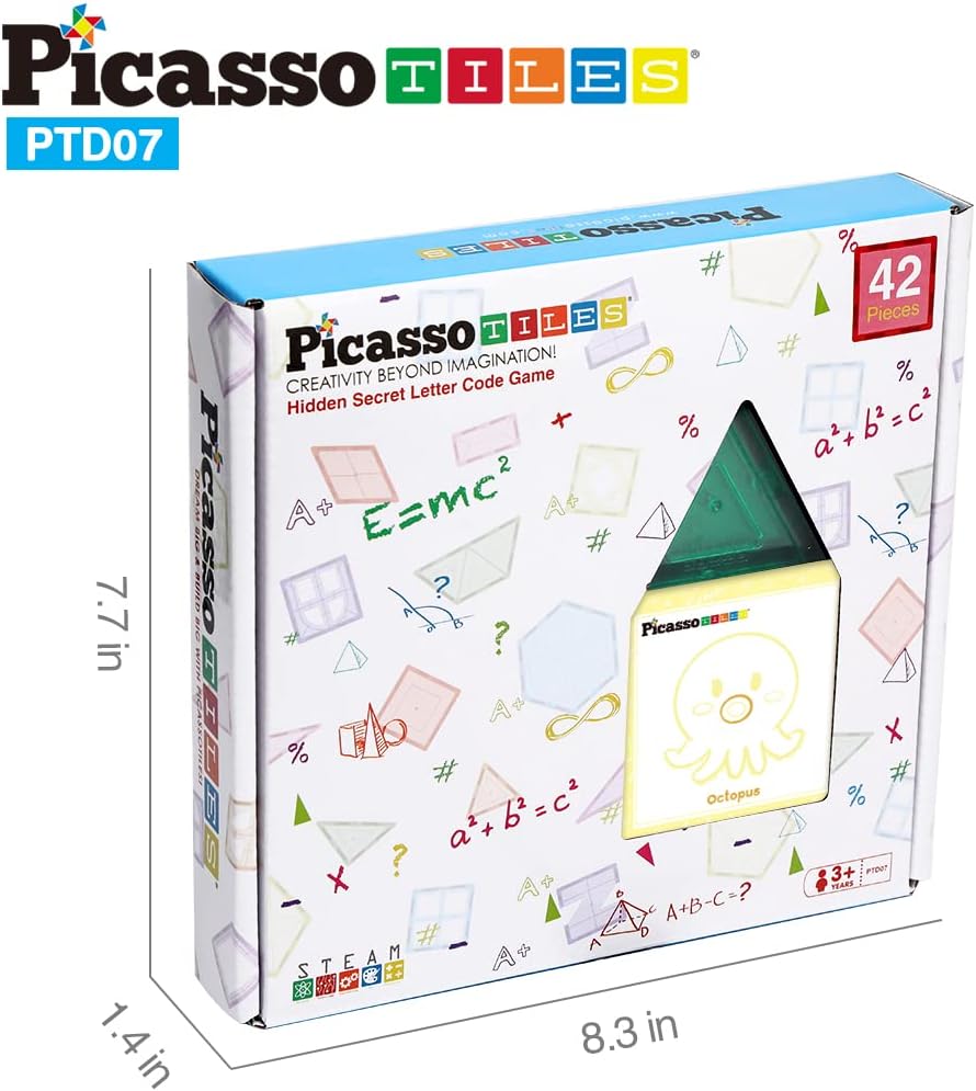 PicassoTiles 2 Piece Car Truck Construction Kit Toy Set Vehicle Educational Building Tile Magnetic Blocks Puzzle Magnets Toys with ReEnforced Hitch and Long Bed for Girls Boys Toddler Ages 3PTD07