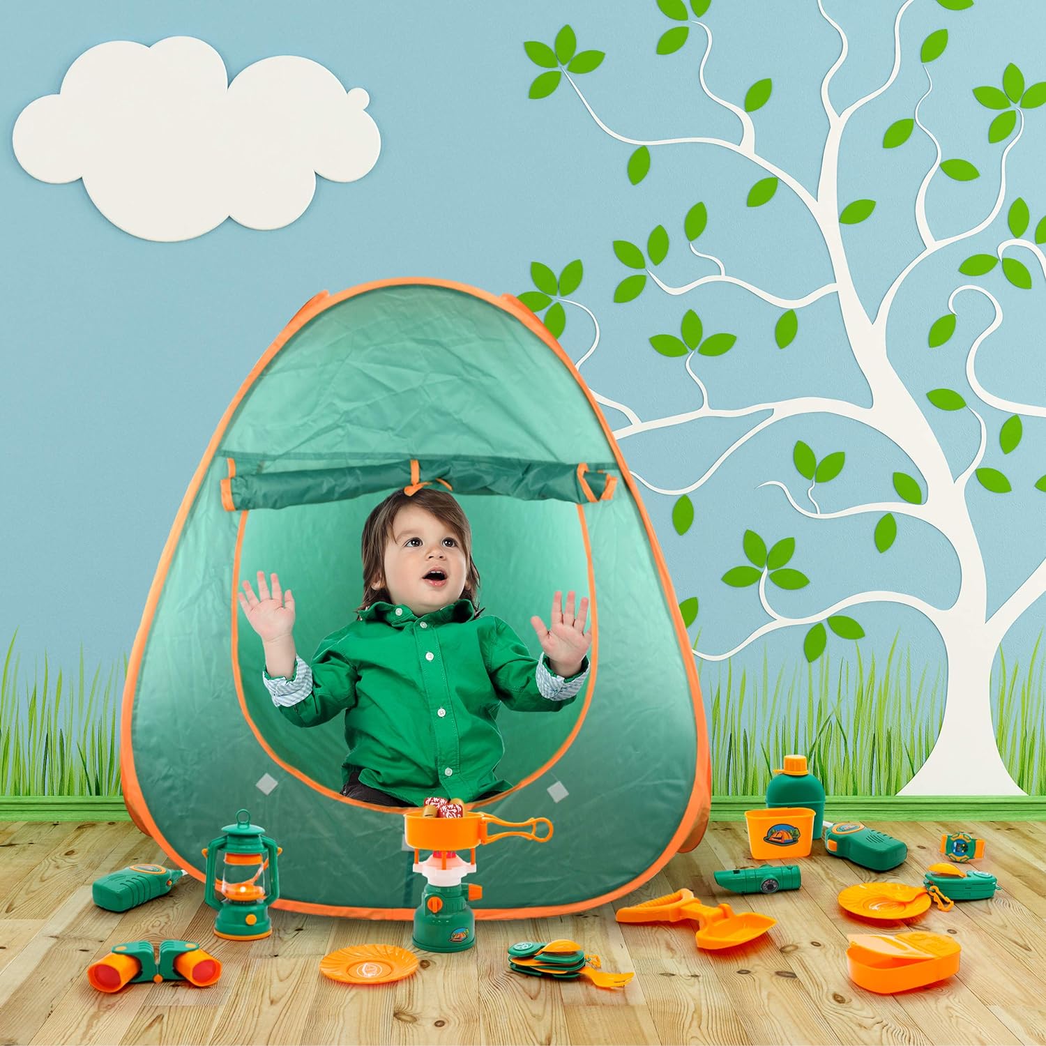 PicassoTiles 20 PCs Camping Gear Tools Adventure Set Including Walkie Talkie Camp Tent Binoculars Watch Compass Whistles Stove and Many More Camping Gear Perfectly Fit Backpack for Travel PlayPicassoTiles 20 PCs Camping Gear Tools Adventure Set Including Walkie Talkie Camp Tent Binoculars Watch Compass Whistles Stove and Many More Camping Gear Perfectly Fit Backpack for Travel Play