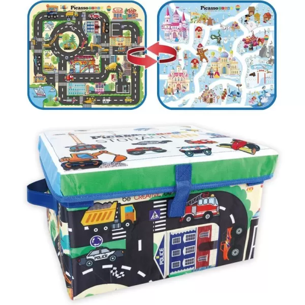 PicassoTiles 2 Piece Car Truck Construction Kit Toy Set Vehicle Educational Building Tile Magnetic Blocks Puzzle Magnets Toys with ReEnforced Hitch and Long Bed for Girls Boys Toddler Ages 3PTA30