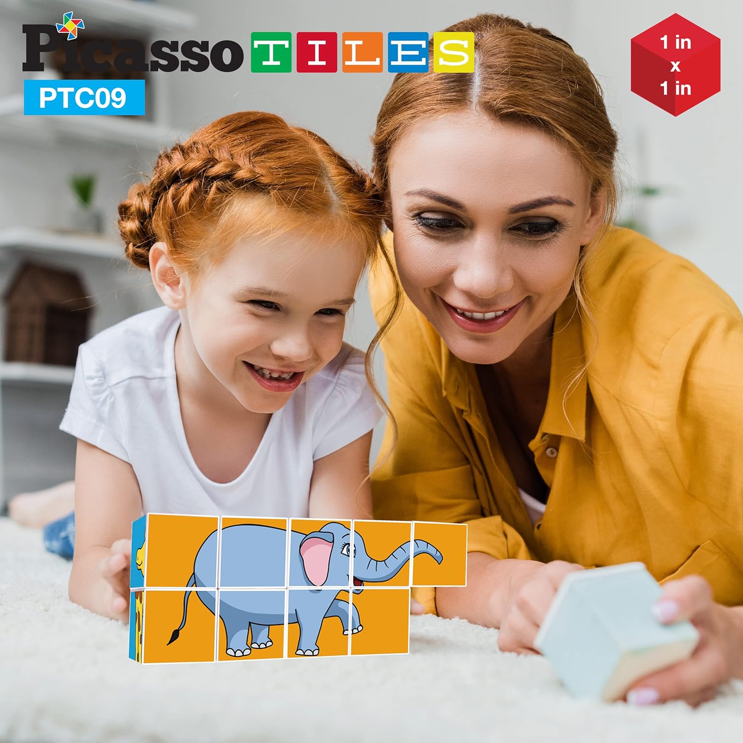 Picasso Cubes 1 Magnetic Puzzle Cubes 108 Piece Magnet Construction Building Block Set Sensory Toy Early Education STEM Learning Free Ideabook with 50 Ideas Children Age 3 Boy Girl PMC108Zoo