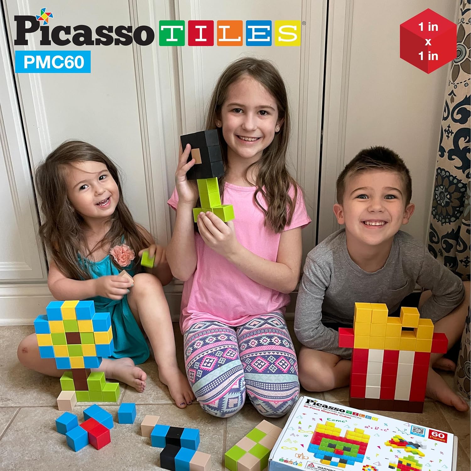 Picasso Cubes 1 Magnetic Puzzle Cubes 108 Piece Magnet Construction Building Block Set Sensory Toy Early Education STEM Learning Free Ideabook with 50 Ideas Children Age 3 Boy Girl PMC10860pc