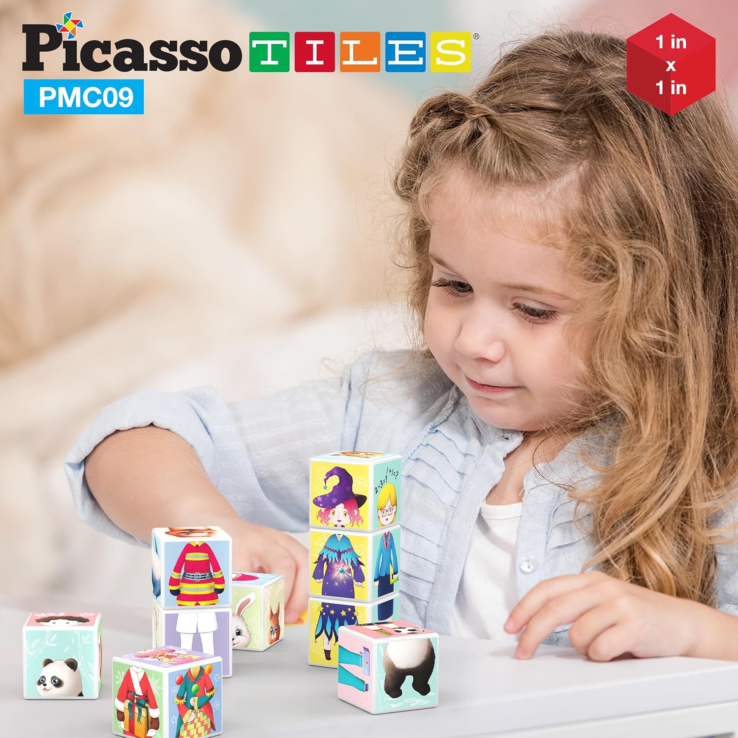 Picasso Cubes 1 Magnetic Puzzle Cubes 108 Piece Magnet Construction Building Block Set Sensory Toy Early Education STEM Learning Free Ideabook with 50 Ideas Children Age 3 Boy Girl PMC108Kid