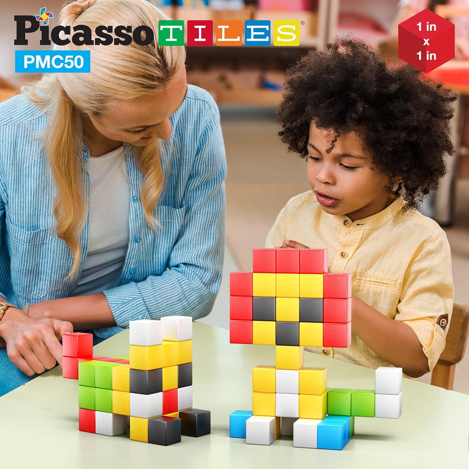 Picasso Cubes 1 Magnetic Puzzle Cubes 108 Piece Magnet Construction Building Block Set Sensory Toy Early Education STEM Learning Free Ideabook with 50 Ideas Children Age 3 Boy Girl PMC10850pc