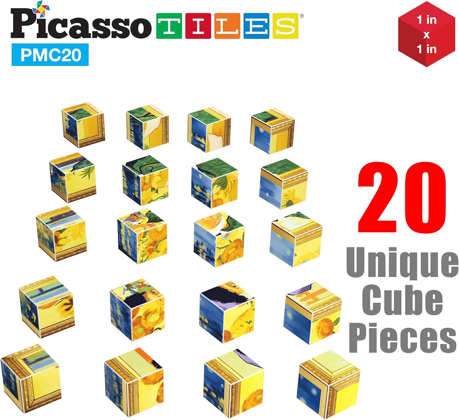 Picasso Cubes 1 Magnetic Puzzle Cubes 108 Piece Magnet Construction Building Block Set Sensory Toy Early Education STEM Learning Free Ideabook with 50 Ideas Children Age 3 Boy Girl PMC108Art