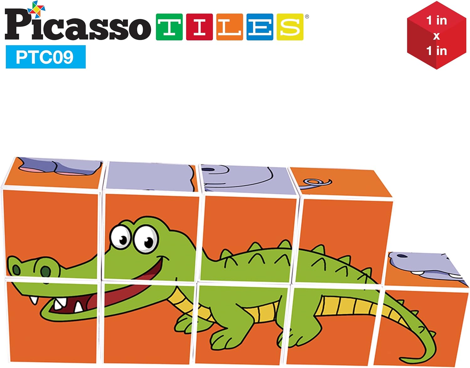 Picasso Cubes 1 Magnetic Puzzle Cubes 108 Piece Magnet Construction Building Block Set Sensory Toy Early Education STEM Learning Free Ideabook with 50 Ideas Children Age 3 Boy Girl PMC108Zoo