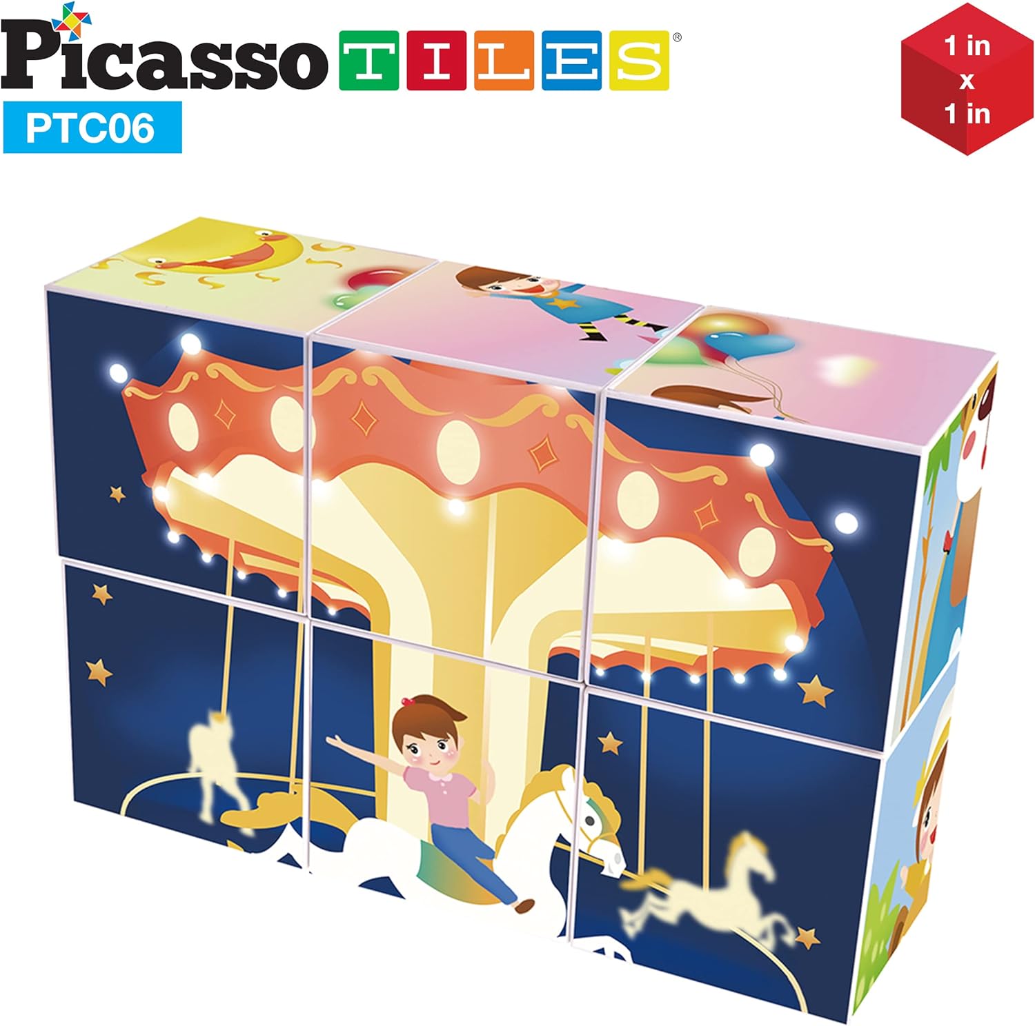 Picasso Cubes 1 Magnetic Puzzle Cubes 108 Piece Magnet Construction Building Block Set Sensory Toy Early Education STEM Learning Free Ideabook with 50 Ideas Children Age 3 Boy Girl PMC108Girl