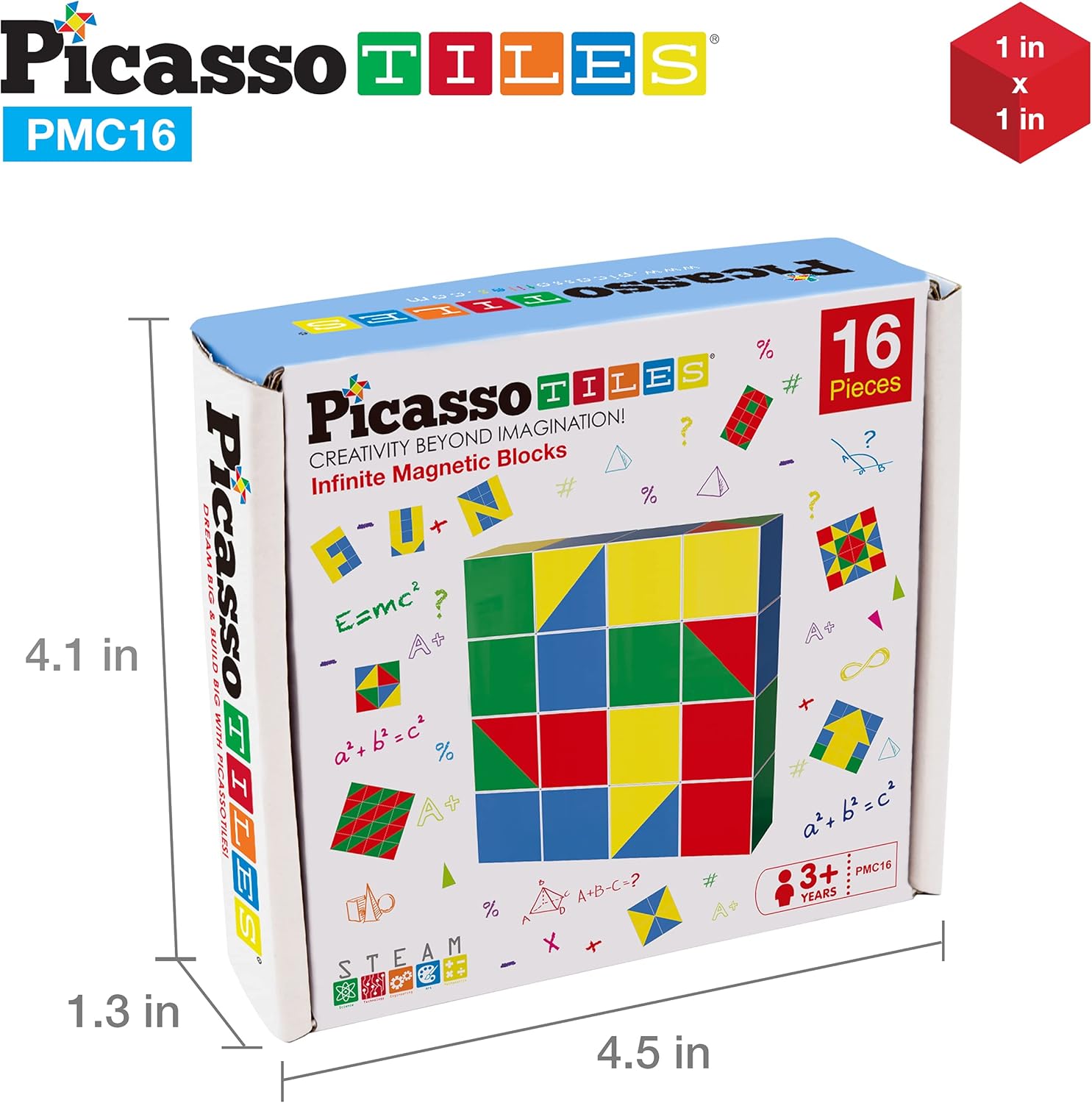 Picasso Cubes 1 Magnetic Puzzle Cubes 108 Piece Magnet Construction Building Block Set Sensory Toy Early Education STEM Learning Free Ideabook with 50 Ideas Children Age 3 Boy Girl PMC108Geo2