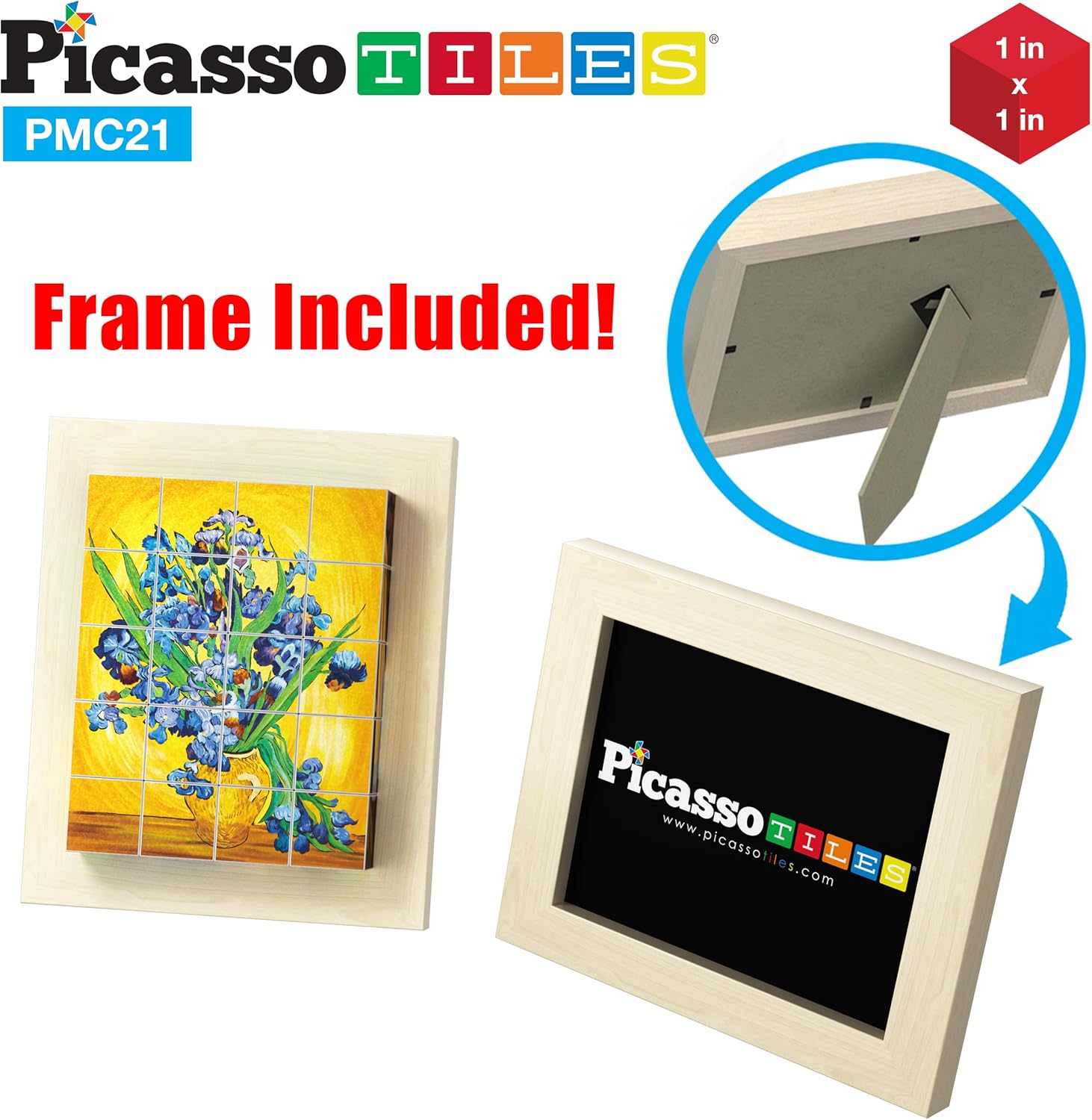 Picasso Cubes 1 Magnetic Puzzle Cubes 108 Piece Magnet Construction Building Block Set Sensory Toy Early Education STEM Learning Free Ideabook with 50 Ideas Children Age 3 Boy Girl PMC108FrameArt 20PC