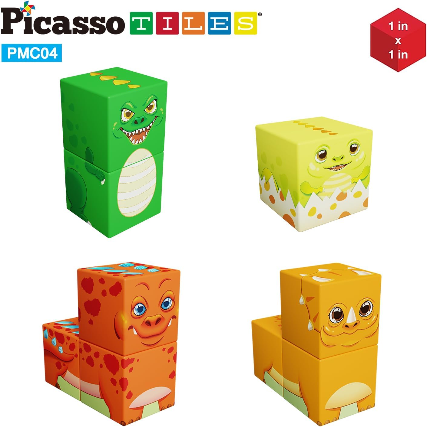 PicassoTiles 05 Pixel Magnetic Puzzle Cube 100 Piece Mix ampamp Match Cubes Sensory Toys STEAM Education Learning Building Block Magnets Children Construction Toy Set Stacking Magnet Creative Kit PMC100Prehistoric World Themed