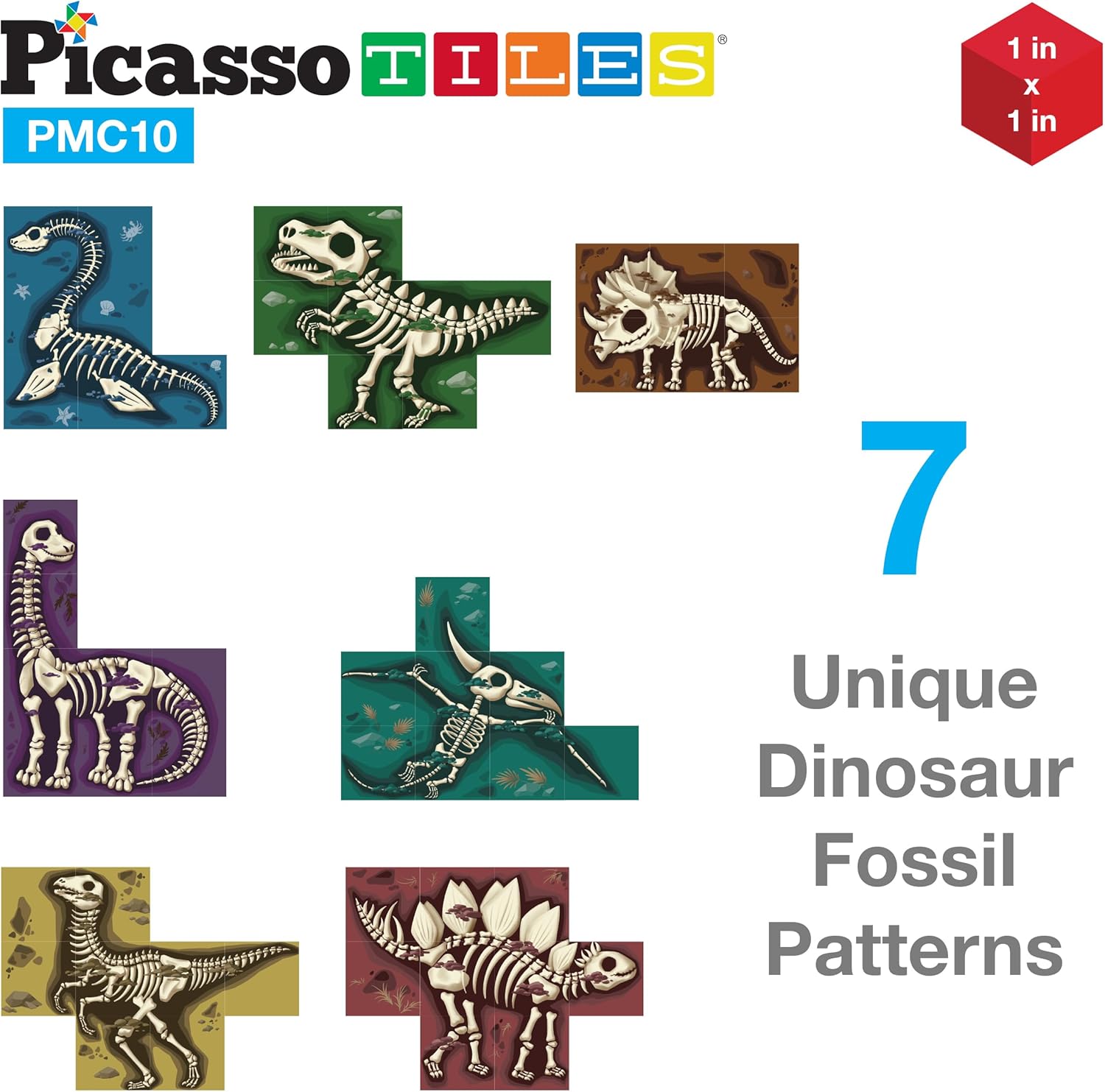 PicassoTiles 05 Pixel Magnetic Puzzle Cube 100 Piece Mix ampamp Match Cubes Sensory Toys STEAM Education Learning Building Block Magnets Children Construction Toy Set Stacking Magnet Creative Kit PMC1007in1 Dinosaur Theme