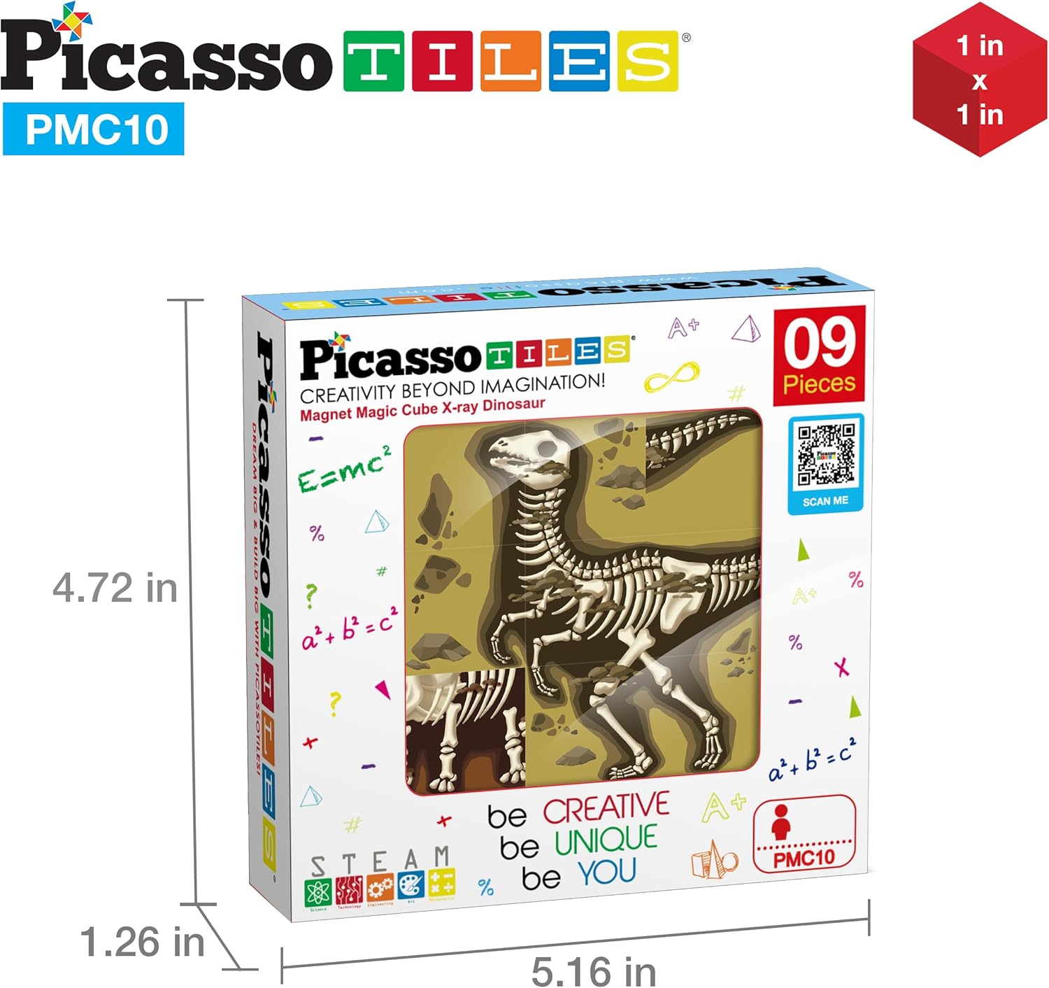 PicassoTiles 05 Pixel Magnetic Puzzle Cube 100 Piece Mix ampamp Match Cubes Sensory Toys STEAM Education Learning Building Block Magnets Children Construction Toy Set Stacking Magnet Creative Kit PMC1007in1 Dinosaur Theme