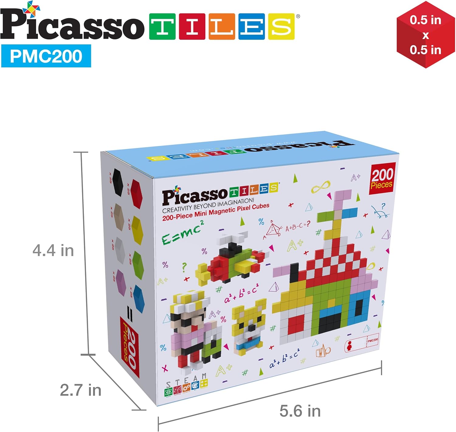 PicassoTiles 05 Pixel Magnetic Puzzle Cube 100 Piece Mix ampamp Match Cubes Sensory Toys STEAM Education Learning Building Block Magnets Children Construction Toy Set Stacking Magnet Creative Kit PMC100200pcs Magnetic Puzzle