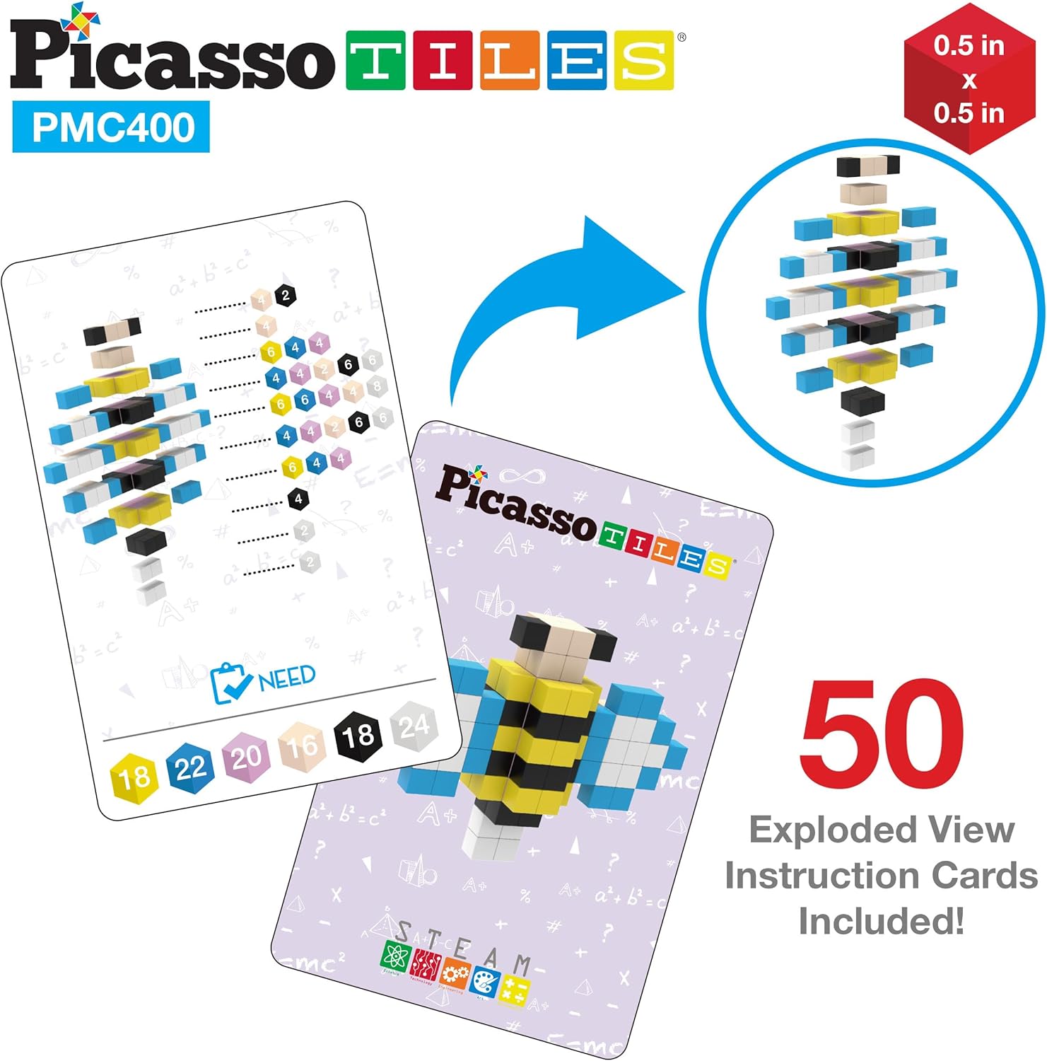 PicassoTiles 05 Pixel Magnetic Puzzle Cube 100 Piece Mix ampamp Match Cubes Sensory Toys STEAM Education Learning Building Block Magnets Children Construction Toy Set Stacking Magnet Creative Kit PMC100400pcs Magnetic Puzzle