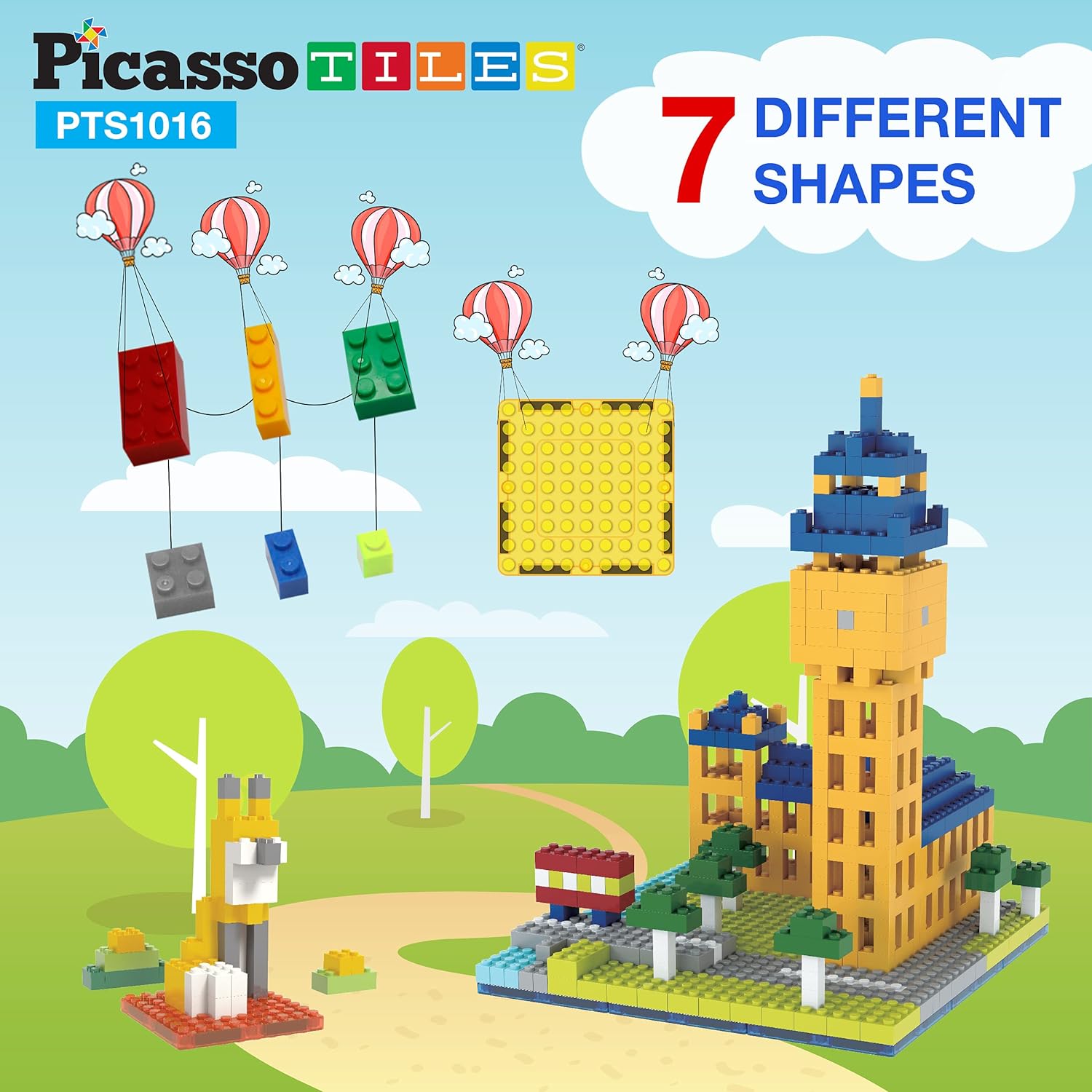 PicassoTiles 12pcs Magnetic Brick Tiles STEM Creative Magnetic Tiles Building Block Set Building Brick Construction Toy Socket Spikes Toys Accessory Educational Imaginative Learning Kit Stacking SetPTS1016